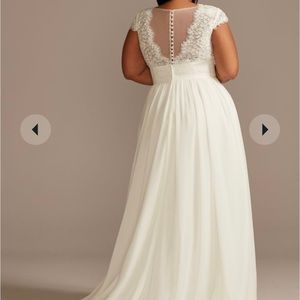 lace illusion back chiffon wedding dress